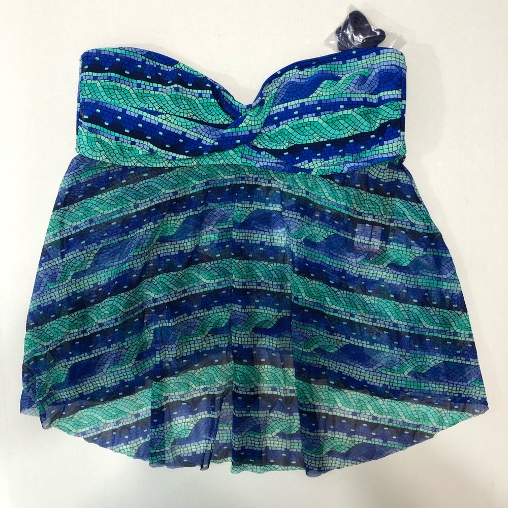NWT Mossimo Aquatic Green Blue Tank Swim Top Sz M